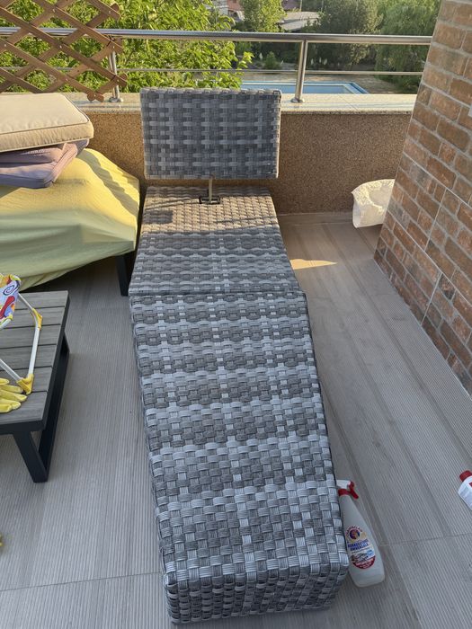 Sezlong gradina terasa + cutie depozitare plastic