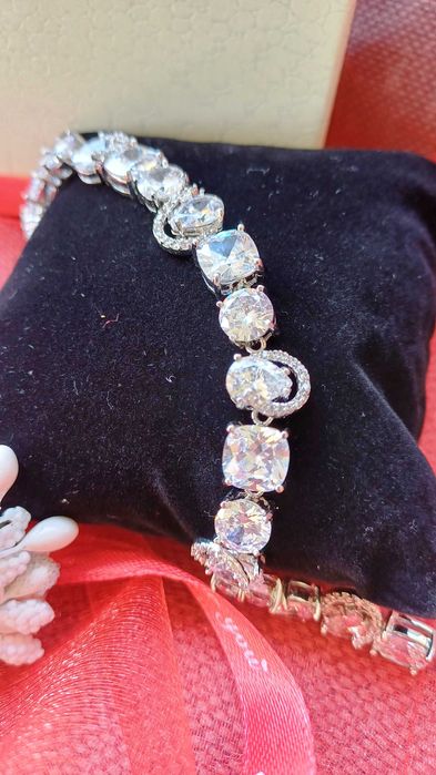 NOU | Bratara placata cu AUR ALB, cristale Swarovski