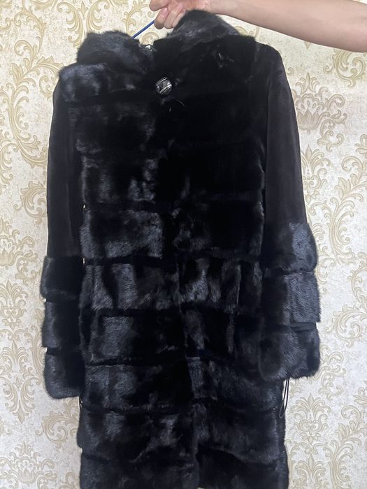 Норковая шуба с капюшоном