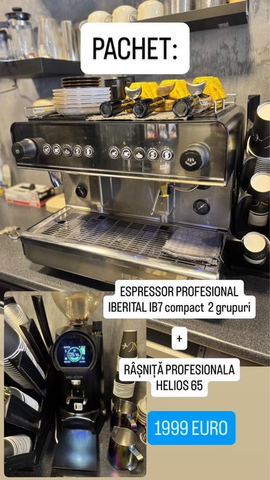 Pachet profesional ESPRESSOR + Râșniță pentru cafenea specialitate