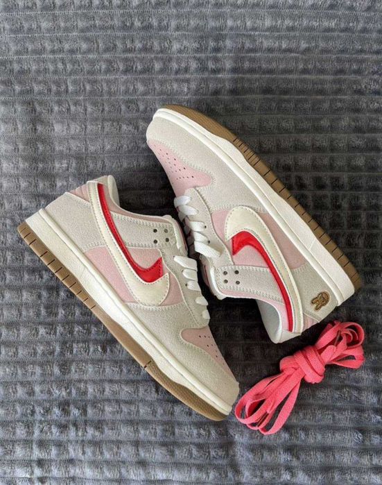 Женские Nike SB Dunk Low SE Double Swoosh Grey Pink Rabbit (37 размер)