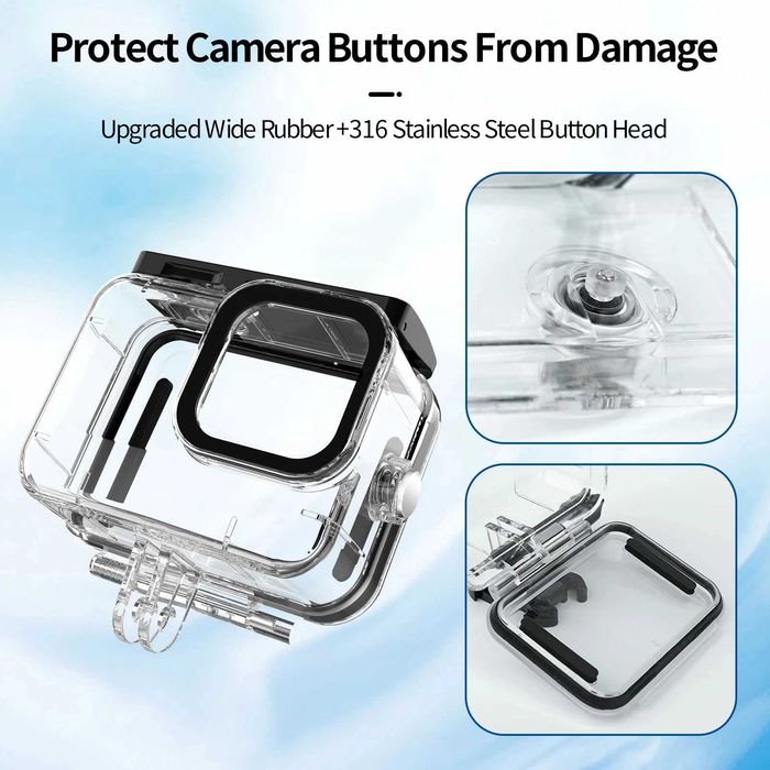 Carcasa subacvatica waterproof cu 3 filtre pt GoPro Hero 9 10 11 12 13