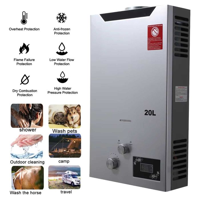 Най Мощния Проточен Газов бойлер 20л/м-40Kw  на Пропан Бутан