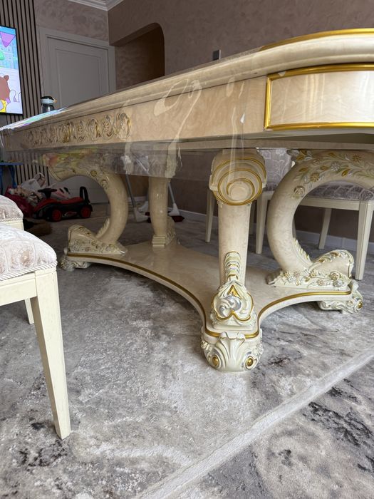 Дубайский стол, настоящее дерево+стулья