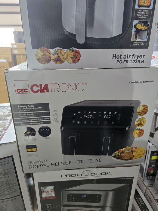Двоен фритюрник с горещ въздух/Air Fryer Clatronic FR 3804 H черен 8 л