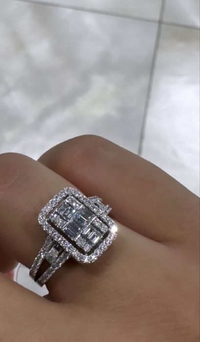 Inel Diamante Aur Alb
