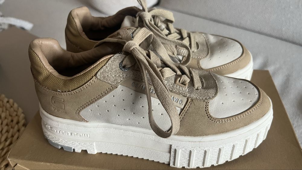 G-STAR  Спортни обувки с равна платформа и велур, Бежов, Camel