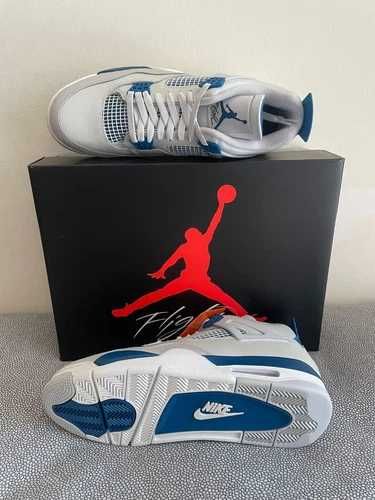 Sneakers Jordan4 Military Blue cu eticheta (nu Nike, Gucci, Adidas, Balenciaga)