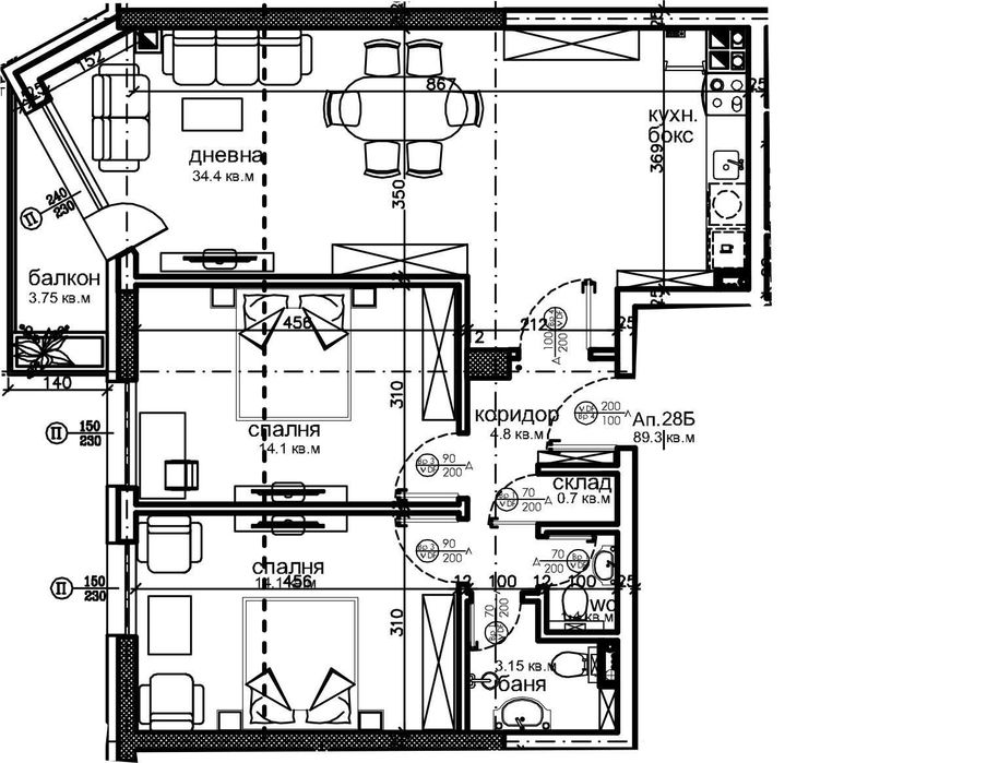 Продава се Тристаен апартамент в София, Красна поляна 2 - 100 кв.м за 992 €/кв.м - Снимка #1