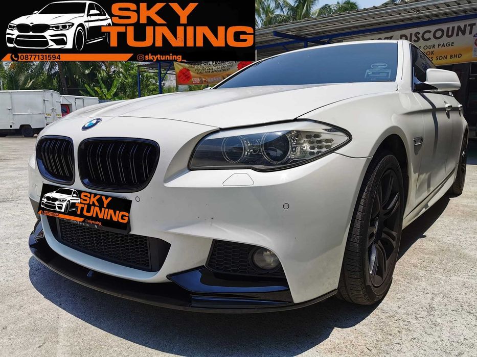 Преден лип спойлер за бмв ф10 ф11 м тех / bmw f10 f11 lip spoiler m tech / добавка за предна броня със сплитери / нож
