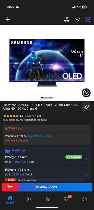 Televizor OLED Smart SAMSUNG 48S90D, Ultra HD 4K, 120cm