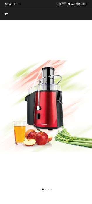 Storcator de fructe si legume Heinner XF-1000RD, 1000 W, Recipient suc