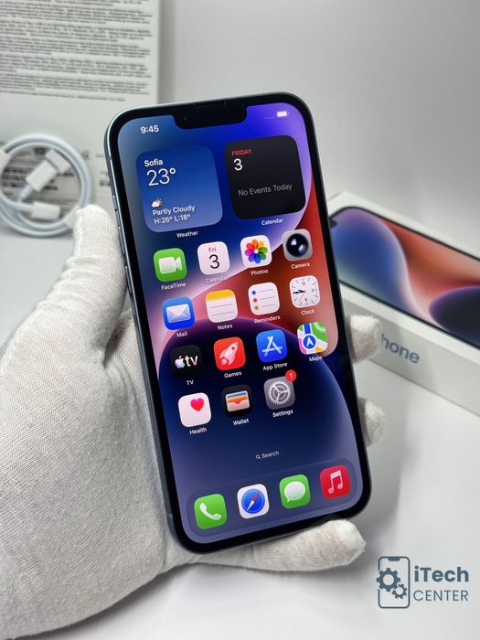 iPhone 14 Plus, 256GB, Blue, 100% батерия, КАТО НОВ, 1г. ГАРАНЦИЯ!