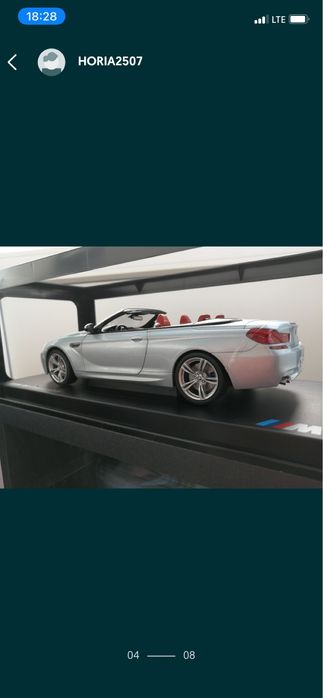BMW M6 CONVERTIBLE SILVER macheta auto scara 1:18 PARAGON