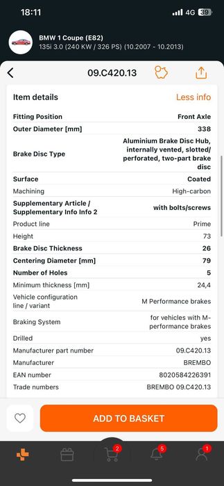 BMW Спирачни дискове BREMBO 09.C420.13 338mm