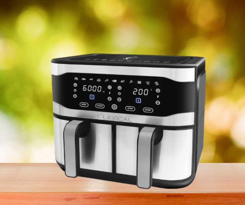 (НОВО) LED Airfryer Leical с 2 кошчета.