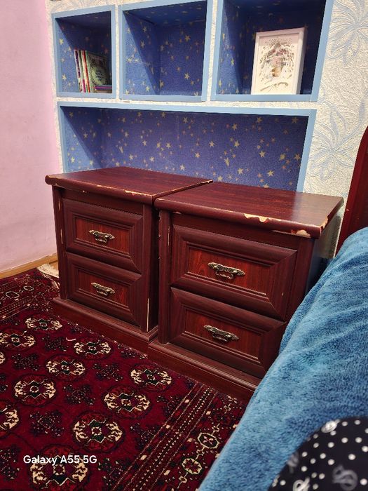 Мебель комплект, 2 тумбочка, шкаф, кровать, косметический столик