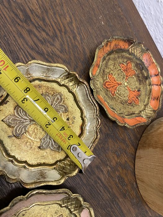 Италиански подложки Florentine 1960те Италия с дървена стойка