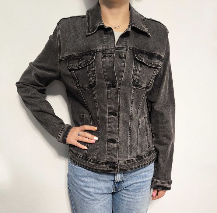 Jachetă/Geacă din denim Springfield – gri antracit, mărimea XL