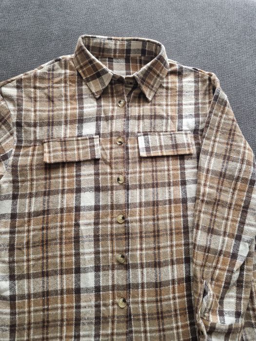 Дамска овърсайз риза кафява на каре