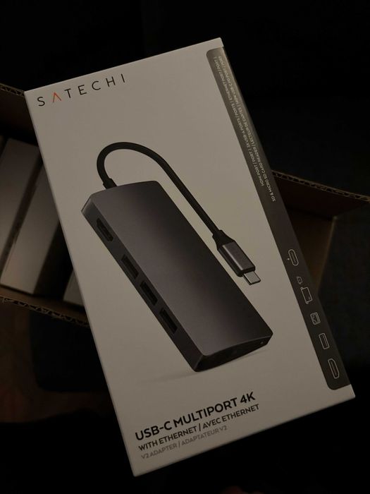 Адаптер USB HUB Satechi ST-TCMA2M - USB-C/MultiPort Adapter 4K with Ethernet V2, сив/space gray