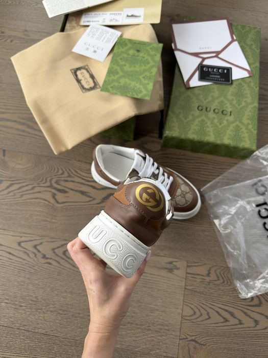 ПРОМО ЦЕНА Gucci обувки сникърси кецове естествека кожа кафяви