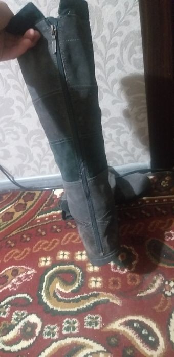 Сапожки замшевые 38 размер б/у привезенная обувь