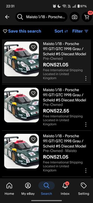 Macheta Maisto 1/18 - Porsche 911 GT1 GTC 1998