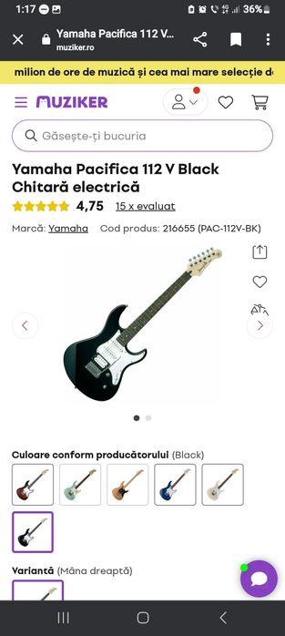 Vand !! Yamaha Pacifica 112V Black –Sunet puternic-Look profesionist