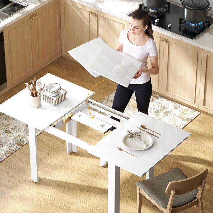 Tрапезна маса HOMCOM, 120-160 x 70 см, разтегателна, за 4-6 души