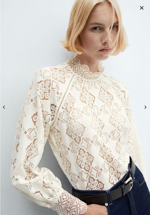 Елегантна дантелена блуза Mango