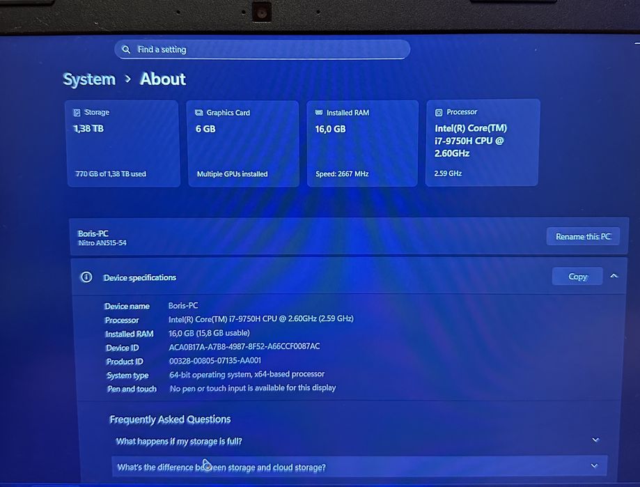 Acer Aspire Nitro AN515-54