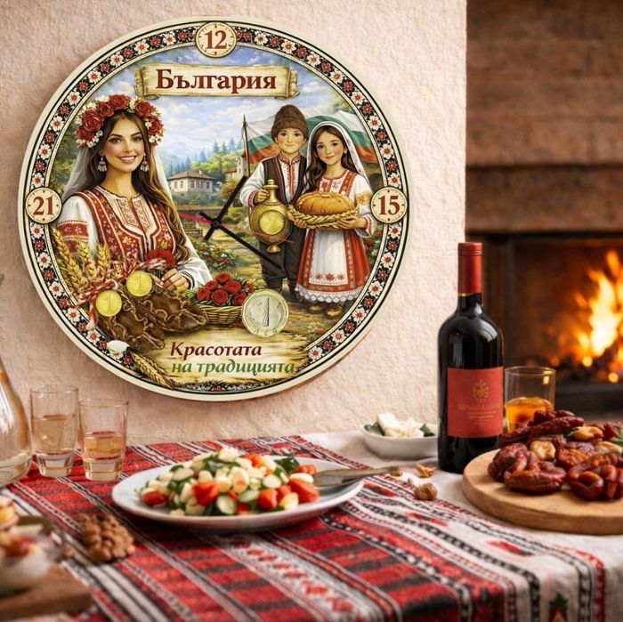 Стъклен персонализиран часовник, 8ми март, ден на жената, подарък жена