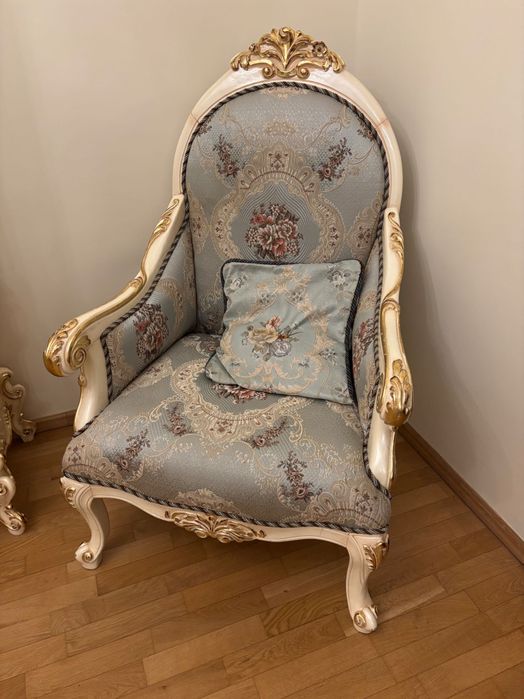 Set de 2 fotolii baroc living, din lemn masiv