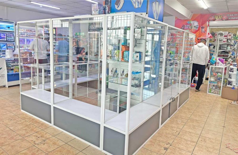 Прилавок витрина стеклянная из профиля, оборудование для магазина tavp
