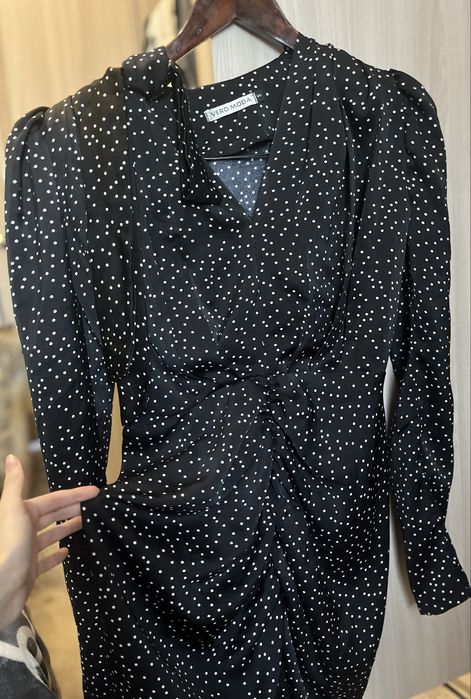 Платье, длинное, в горошек