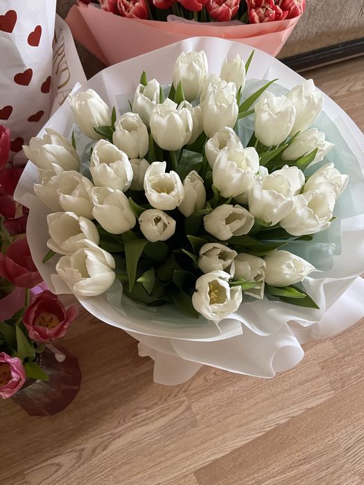 Тюльпаны свежие белые