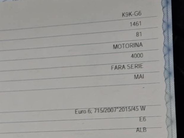 Motor 1.5dci euro 6 fără adblue Dacia Renault K9K-G6