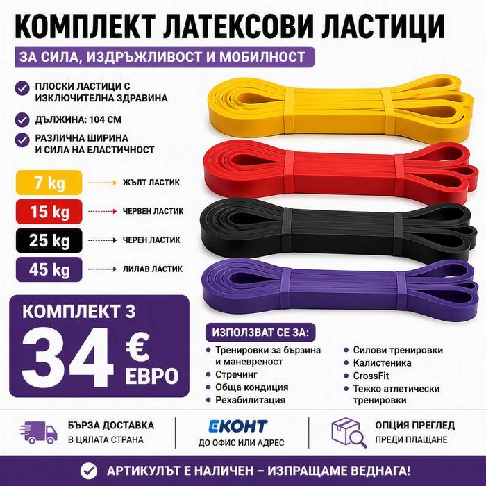 Фитнес ластици - в комплект