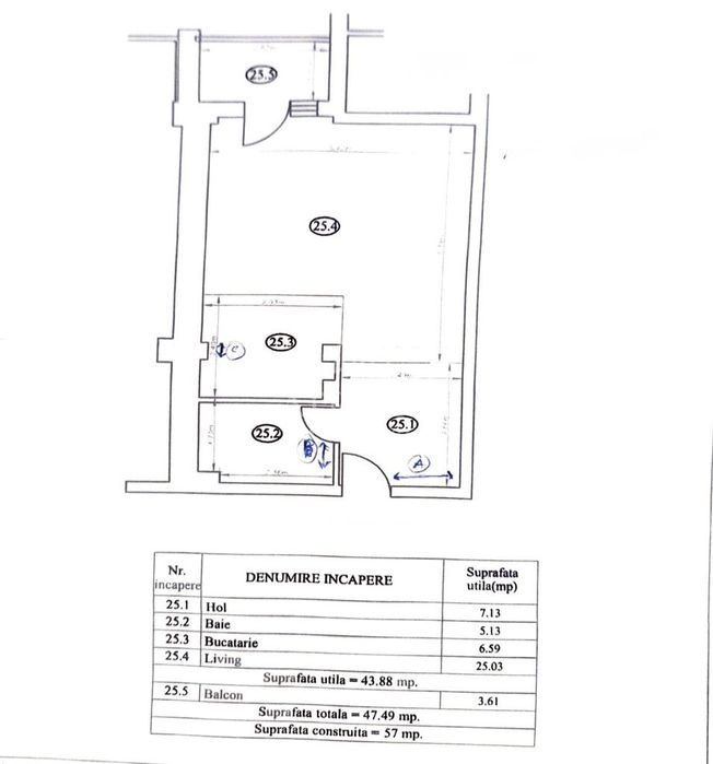 Apartament la cheie, 43,88 mp utili cu 3,61 balcon, Buna ziua/Augustin