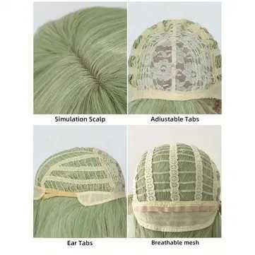 Права аниме светло зелена перука с бретон