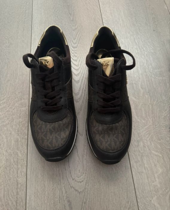 Michael Kors brown gold leather sneakers