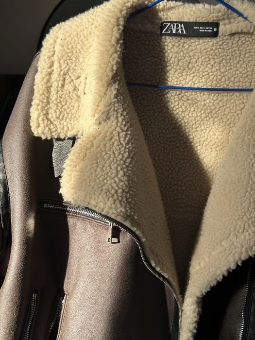 Женская дублёнка Zara в стиле оверсайз