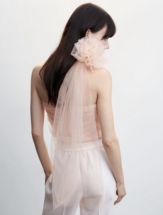 Бледо розов топ от шифон