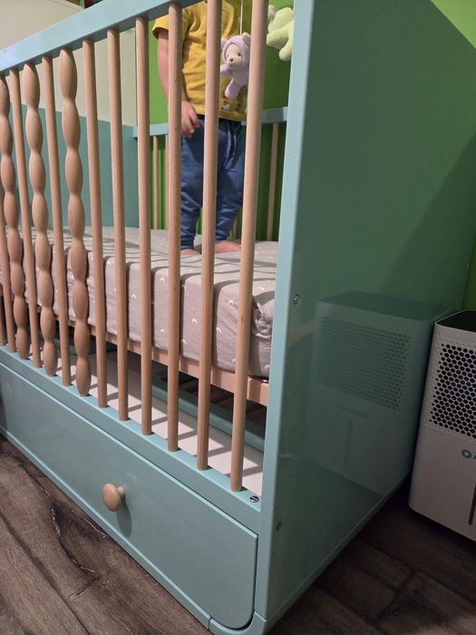 Patut bebe Ikea 60x120 turcoaz cu saltea