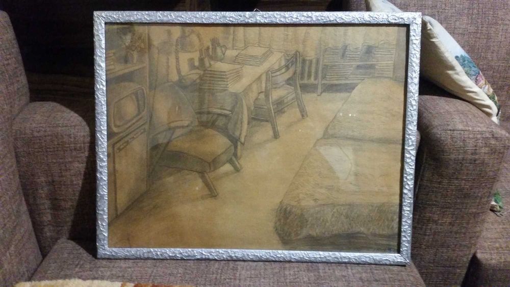 Картина, рисувана с черен молив в стила на Ван Гог.