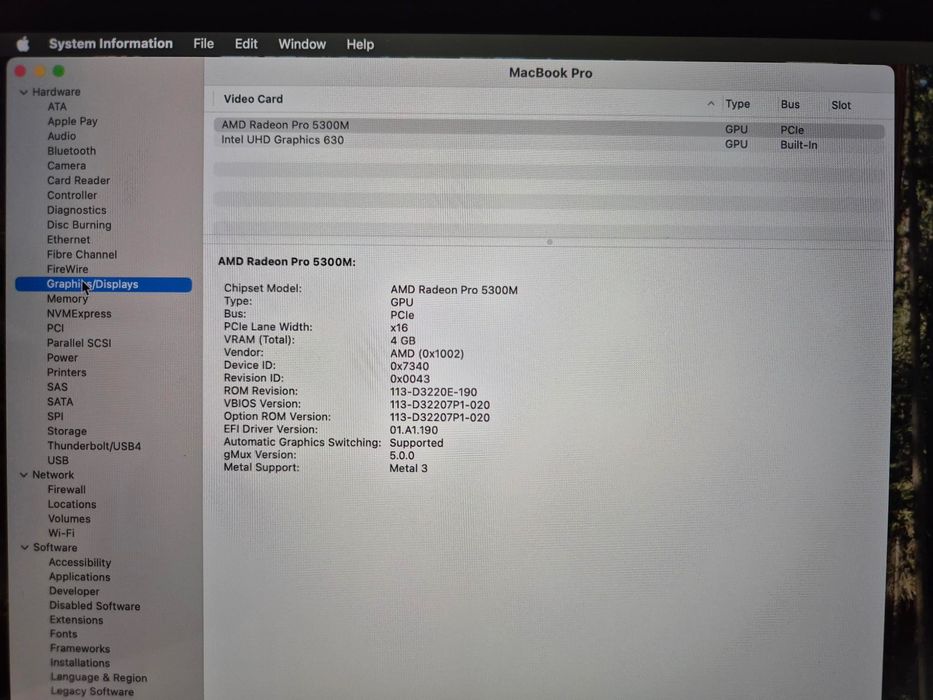 MacBook Pro 16" Intel i7 6-core 2,6GHz 500GB SSD 16GB RAM AMD Radeon