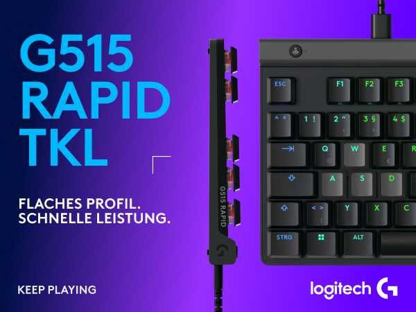 Геймърска клавиатура Logitech G515 Rapid TKL DEU QWERTZ черна - НОВА