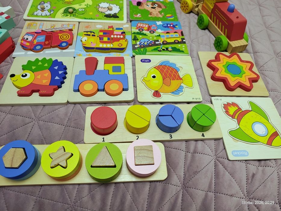 Jucării lemn, puzzle lemn lot