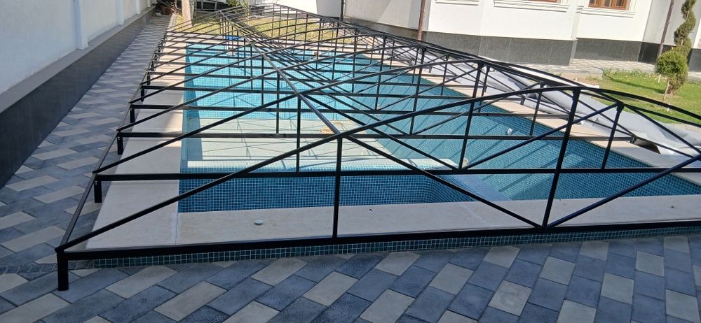 Баннер установка банер тент  закрыть  бассейн,юта навес